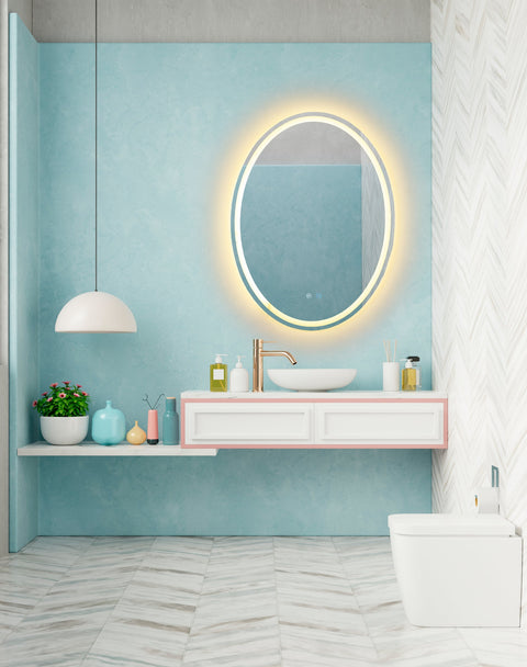 Overall LED-Front & Backlit  Vanity Mirror with 3 Color Modes + Anti-Fog