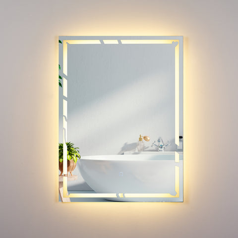 Achieve the Perfect Look with Our Adjustable Brightness Rectangular LED-Lit Mirror