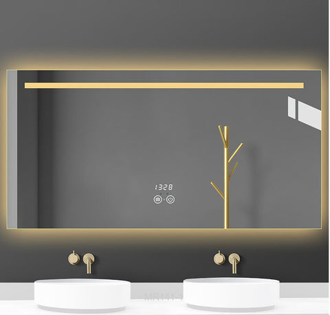 Bring Glamour to Your Vanity with Our Stylish Rectangular LED-Lit Mirror"