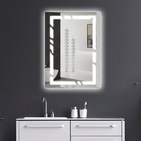 Achieve the Perfect Look with Our Adjustable Brightness Rectangular LED-Lit Mirror